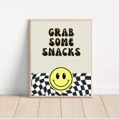 Zwart & wit retro grijp wat Snacks voedsel teken Poster