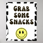 Zwart & wit retro grijp wat Snacks voedsel teken Poster (Voorkant)