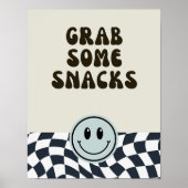 Zwart & wit retro grijp wat Snacks voedsel teken Poster (Voorkant)