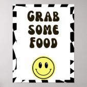 Zwart & wit retro grijp wat voedsel teken poster (Voorkant)