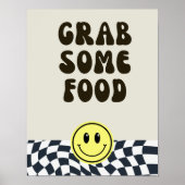 Zwart & wit retro grijp wat voedsel teken poster (Voorkant)