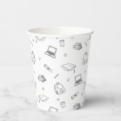 Zwart Wit Retro Hand getrokken Afstudeerder Party Papieren Bekers (Links)