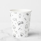 Zwart Wit Retro Hand getrokken Afstudeerder Party Papieren Bekers (Rechts)