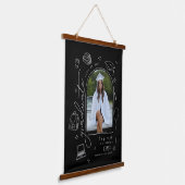 Zwart Wit Retro Hand getrokken Foto Afstuderen Hangend Wandkleed (Gebogen)