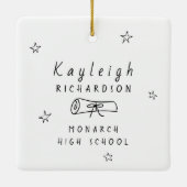 Zwart Wit Retro Hand getrokken Foto Afstuderen Keramisch Ornament (Achterkant)