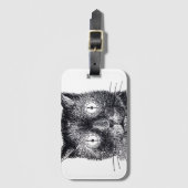 Zwart-wit Retro Kattengezicht Bagage Label (Voorkant (verticaal))