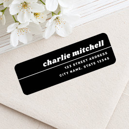 Zwart-wit retro lettertype retouradres etiket