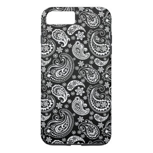 Zwart-wit Retro Paisley Ham Patroon iPhone 8/7 Plus Hoesje