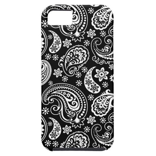 Zwart-wit Retro Paisley Ham Patroon Case-Mate iPhone Case (Achterkant)