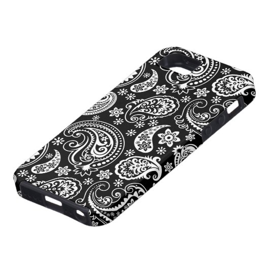 Zwart-wit Retro Paisley Ham Patroon Case-Mate iPhone Case (Onderkant)
