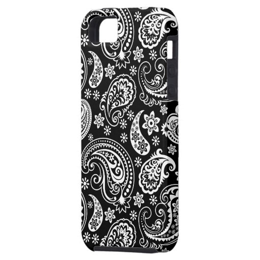 Zwart-wit Retro Paisley Ham Patroon Case-Mate iPhone Case (Achterkant Links)