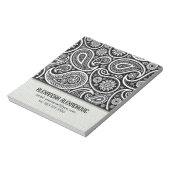 Zwart-wit Retro Paisley Patroon 2-aangepaste tekst Notitieblok (Linkerzijde)