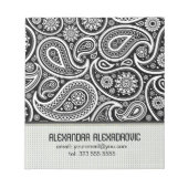 Zwart-wit Retro Paisley Patroon 2-aangepaste tekst Notitieblok (Voorkant)