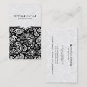 Zwart & Wit Retro Paisley Patroon 4 Ontwerp Visitekaartje (Voorkant / Achterkant)