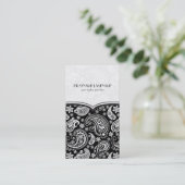 Zwart & Wit Retro Paisley Patroon 4 Ontwerp Visitekaartje (Staand voorkant)