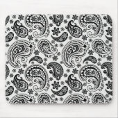 Zwart & Wit Retro Paisley Patroon Ontwerp Muismat (Voorkant)