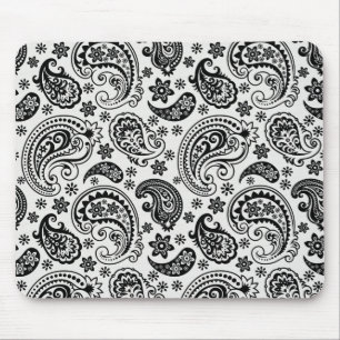 Zwart & Wit Retro Paisley Patroon Ontwerp Muismat
