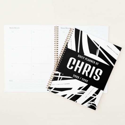 Zwart-wit Retro Personal Business Dagelijks Planner (Display)