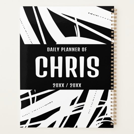 Zwart-wit Retro Personal Business Dagelijks Planner (Achterkant)