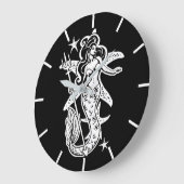 Zwart-wit Retro Pin-up Zeemeermin Grote Klok (Hoek)