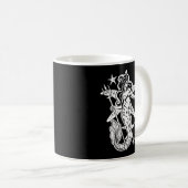 Zwart-wit Retro Pin-up Zeemeermin Koffiemok (Voorkant rechts)