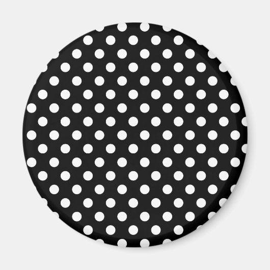 Zwart-wit Retro Polka Dots Patroon Magneet (Voorkant)