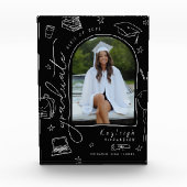 Zwart Wit Retro Scribble Afstuderen Fotoblok (Voorkant)