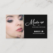 Zwart & Wit Retro Script Foto Make-up Visitekaartje (Voorkant)