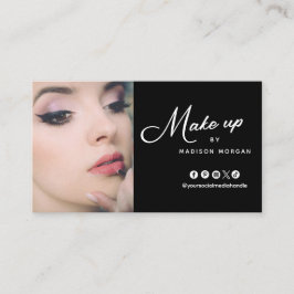 Zwart & Wit Retro Script Foto Make-up Visitekaartje