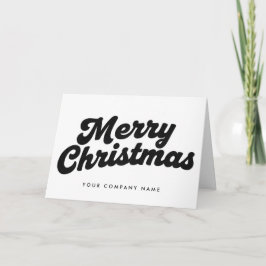 Zwart & Wit Retro Script Prettig Kerstfeest Feestdagen Kaart