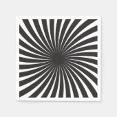 Zwart & Wit Retro Spiraal Sunburst Servet (Voorkant)