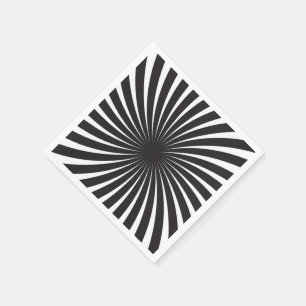 Zwart & Wit Retro Spiraal Sunburst Servet