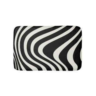 Zwart-wit retro stijl golven badmat