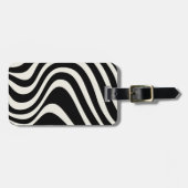 Zwart-wit retro stijl golven bagagelabel (Voorkant horizontaal)