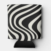 Zwart-wit retro stijl golven blikjeskoeler (Achterkant)