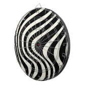 Zwart-wit retro stijl golven dartbord (Voorkant Rechts)
