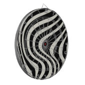 Zwart-wit retro stijl golven dartbord (Voorkant Links)