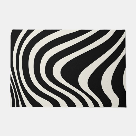 Zwart-wit retro stijl golven deurmat (Voorkant)