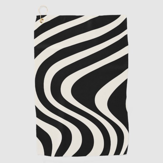 Zwart-wit retro stijl golven golfhanddoek (Voorkant)