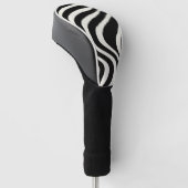 Zwart-wit retro stijl golven golfheadcover (Schuin)