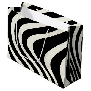 Zwart-wit retro stijl golven groot cadeauzakje