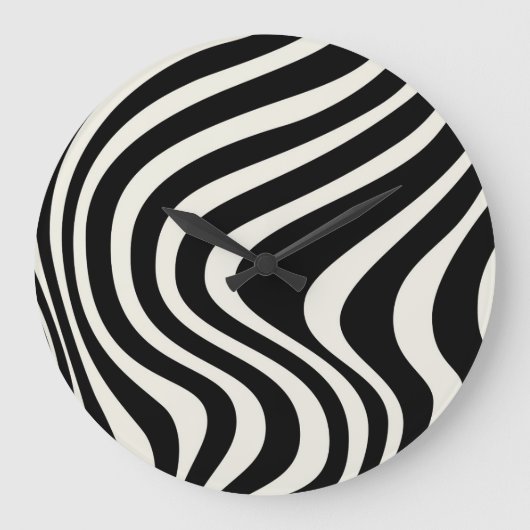 Zwart-wit retro stijl golven grote klok (Voorkant)