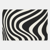 Zwart-wit retro stijl golven inpakpapier vel (Voorkant 3)