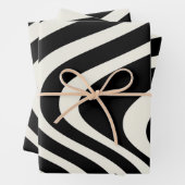 Zwart-wit retro stijl golven inpakpapier vel (In situ)
