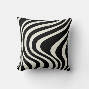 Zwart-wit retro stijl golven kussen
