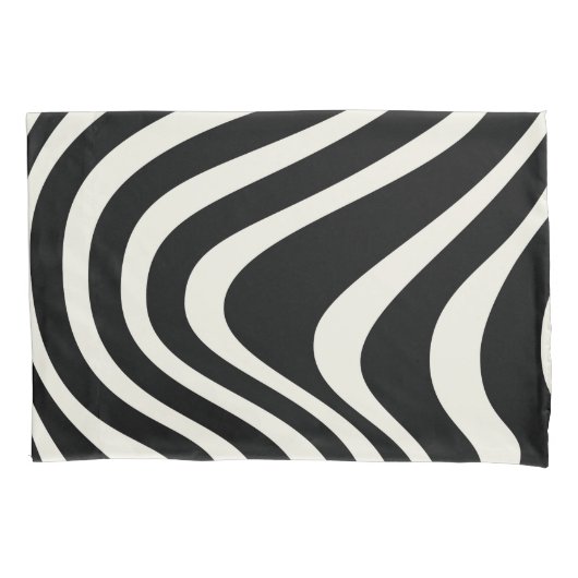 Zwart-wit retro stijl golven kussensloop (Voorkant)