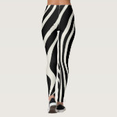 Zwart-wit retro stijl golven leggings (Achterkant)