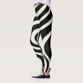 Zwart-wit retro stijl golven leggings (Links)