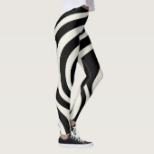 Zwart-wit retro stijl golven leggings (Rechts)
