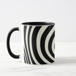 Zwart-wit retro stijl golven mok